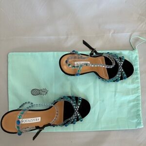 Aquazzura tequila sandals 105 Black and Blue Embellished Heels -38.5